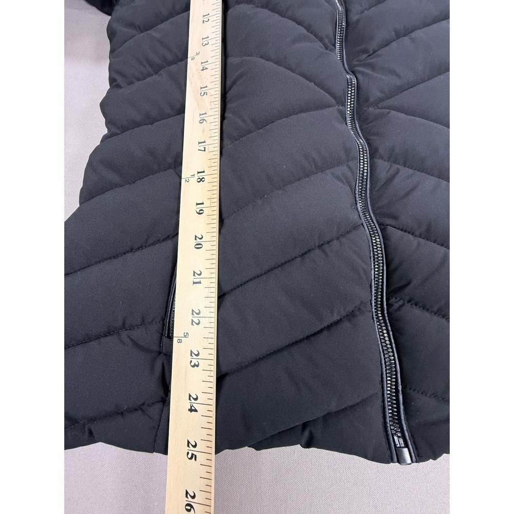 DKNY Jacket Women's Medium Black Hooded Full Double Zip Bib Front Water Resist - Picture 16 of 16